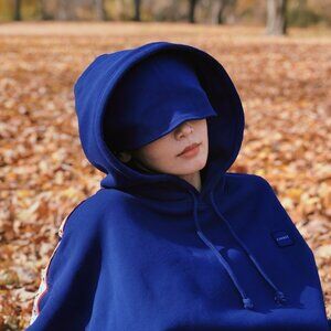 Venque Unisex Blue Hoodie -- With Build-in Eye Mask -- XL